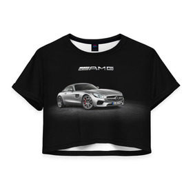 Женская футболка 3D укороченная с принтом Mercedes V8 Biturbo AMG в Екатеринбурге, 100% полиэстер | круглая горловина, длина футболки до линии талии, рукава с отворотами | amg | cool | design | mercedes | mercedes benz | motorsport | power | prestige | race | silver | sport car | status | автоспорт | гонка | дизайн | круто | мерседес | мощь | престиж | серебряный | спорткар | статус