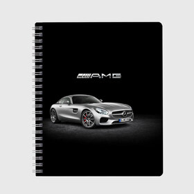 Тетрадь с принтом Mercedes V8 Biturbo AMG в Екатеринбурге, 100% бумага | 48 листов, плотность листов — 60 г/м2, плотность картонной обложки — 250 г/м2. Листы скреплены сбоку удобной пружинной спиралью. Уголки страниц и обложки скругленные. Цвет линий — светло-серый
 | amg | cool | design | mercedes | mercedes benz | motorsport | power | prestige | race | silver | sport car | status | автоспорт | гонка | дизайн | круто | мерседес | мощь | престиж | серебряный | спорткар | статус