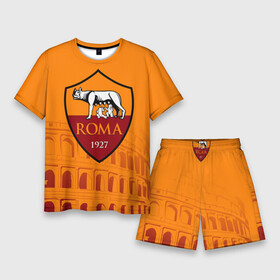 Мужской костюм с шортами 3D с принтом Рома в Екатеринбурге,  |  | as roma | giallorossi | lupi | roma | romanista | волки | жёлто красные | италия | рома | серия а | форма | футбол | футболист | футбольная | футбольный клуб