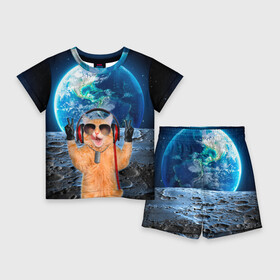 Детский костюм с шортами 3D с принтом Кот на луне в Екатеринбурге,  |  | cat | астрономия | в космосе | в наушниках | в очках | грозовой кошак | животные | звезды | земля | илон маск | космическая | космонавт | космос | кот | котейка | котики | луна | луноход | на фоне земли