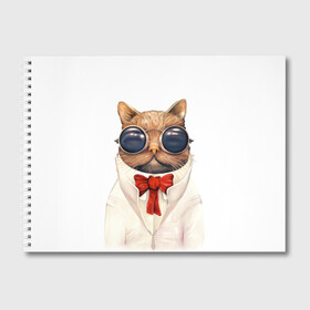 Альбом для рисования с принтом Кот в Екатеринбурге, 100% бумага
 | матовая бумага, плотность 200 мг. | Тематика изображения на принте: бабочка | в очках | киса | киска | костюм | котейка | котенок | котэ | котя | кошка | крутой | модный | стиль | ученый