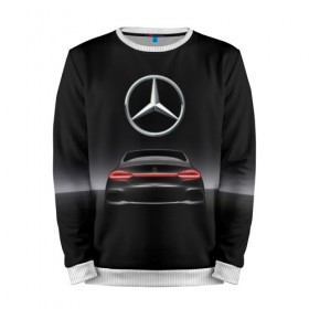 Мужской свитшот 3D с принтом Mercedes-Benz в Екатеринбурге, 100% полиэстер с мягким внутренним слоем | круглый вырез горловины, мягкая резинка на манжетах и поясе, свободная посадка по фигуре | 