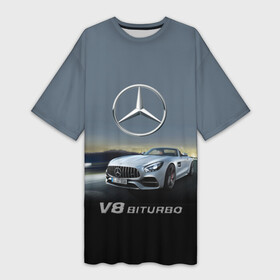 Платье-футболка 3D с принтом V8 Biturbo в Екатеринбурге,  |  | amg | cool | design | mercedes | mercedes benz | motorsport | power | prestige | race | sport car | status | автоспорт | гонка | дизайн | круто | мерседес | мощь | престиж | спорткар | статус