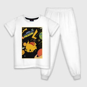 Детская пижама хлопок с принтом Постер Детектив Пикачу в Екатеринбурге, 100% хлопок |  брюки и футболка прямого кроя, без карманов, на брюках мягкая резинка на поясе и по низу штанин
 | 