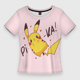 Женская футболка 3D Slim с принтом Пикачу в Екатеринбурге,  |  | anime | pokemon | аниме | мультфильмы | персонаж | пикачу | покемоны