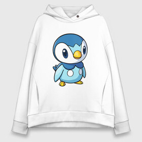 Женское худи Oversize хлопок с принтом Piplup в Екатеринбурге, френч-терри — 70% хлопок, 30% полиэстер. Мягкий теплый начес внутри —100% хлопок | боковые карманы, эластичные манжеты и нижняя кромка, капюшон на магнитной кнопке | Тематика изображения на принте: piplup | пингвин | пингвиненок | пиплуп | покемон | покемоны | синий