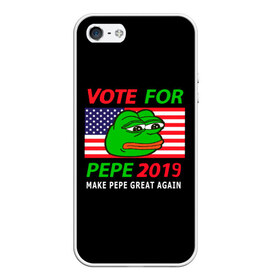 Чехол для iPhone 5/5S матовый с принтом Vote for pepe в Екатеринбурге, Силикон | Область печати: задняя сторона чехла, без боковых панелей | bad | dab | frog | good | kek | make pepe great again | pepe | sad | sad frog | vote for pepe | кек | лягушка | мем | мемы | пепе | со смыслом | фрог