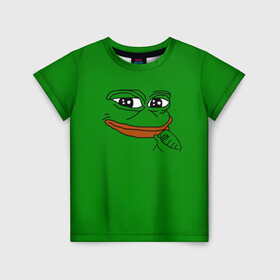 Детская футболка 3D с принтом Pepe в Екатеринбурге, 100% гипоаллергенный полиэфир | прямой крой, круглый вырез горловины, длина до линии бедер, чуть спущенное плечо, ткань немного тянется | bad | dab | frog | good | kek | make pepe great again | pepe | sad | sad frog | vote for pepe | кек | лягушка | мем | мемы | пепе | со смыслом | фрог