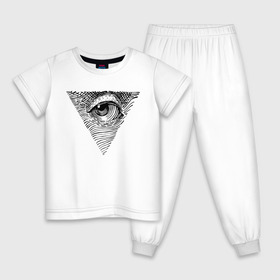 Детская пижама хлопок с принтом eye в Екатеринбурге, 100% хлопок |  брюки и футболка прямого кроя, без карманов, на брюках мягкая резинка на поясе и по низу штанин
 | black | eye | minimalism | money | philosophy | pyramid | raster | supreme | usa | white | белый | глаз | деньги | доллар | минимализм | пирамида | растр | сша | философия | черный