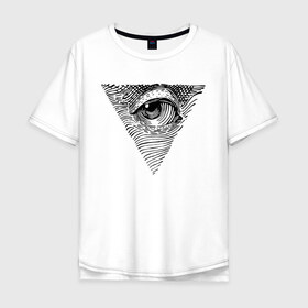 Мужская футболка хлопок Oversize с принтом eye в Екатеринбурге, 100% хлопок | свободный крой, круглый ворот, “спинка” длиннее передней части | black | eye | minimalism | money | philosophy | pyramid | raster | supreme | usa | white | белый | глаз | деньги | доллар | минимализм | пирамида | растр | сша | философия | черный