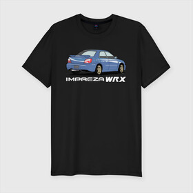 Мужская футболка хлопок Slim с принтом Subaru Impreza WRX в Екатеринбурге, 92% хлопок, 8% лайкра | приталенный силуэт, круглый вырез ворота, длина до линии бедра, короткий рукав | impreza wrx | subaru | subaru impreza | subaru impreza wrx | wrx