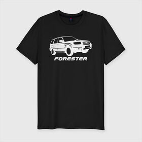 Мужская футболка премиум с принтом Subaru Forester в Екатеринбурге, 92% хлопок, 8% лайкра | приталенный силуэт, круглый вырез ворота, длина до линии бедра, короткий рукав | forester | subaru | subaru forester
