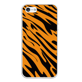 Чехол для iPhone 5/5S матовый с принтом Тигр в Екатеринбурге, Силикон | Область печати: задняя сторона чехла, без боковых панелей | животное | зверь | кардашьян | ким | кот | лев | оранжевый | полосы | рыжий | тигр | черный