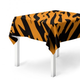 Скатерть 3D с принтом Тигр в Екатеринбурге, 100% полиэстер (ткань не мнется и не растягивается) | Размер: 150*150 см | животное | зверь | кардашьян | ким | кот | лев | оранжевый | полосы | рыжий | тигр | черный