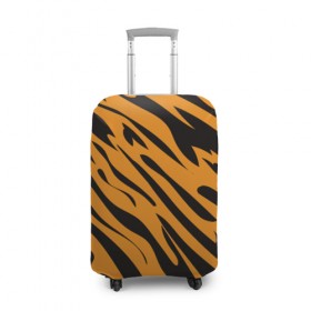 Чехол для чемодана 3D с принтом Тигр в Екатеринбурге, 86% полиэфир, 14% спандекс | двустороннее нанесение принта, прорези для ручек и колес | животное | зверь | кардашьян | ким | кот | лев | оранжевый | полосы | рыжий | тигр | черный