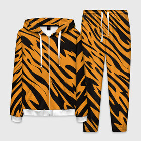 Мужской костюм 3D с принтом Тигр в Екатеринбурге, 100% полиэстер | Манжеты и пояс оформлены тканевой резинкой, двухслойный капюшон со шнурком для регулировки, карманы спереди | животное | зверь | кардашьян | ким | кот | лев | оранжевый | полосы | рыжий | тигр | черный