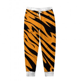 Мужские брюки 3D с принтом Тигр в Екатеринбурге, 100% полиэстер | манжеты по низу, эластичный пояс регулируется шнурком, по бокам два кармана без застежек, внутренняя часть кармана из мелкой сетки | животное | зверь | кардашьян | ким | кот | лев | оранжевый | полосы | рыжий | тигр | черный