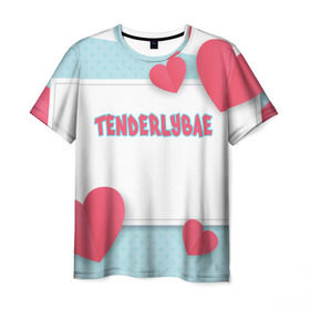 Мужская футболка 3D с принтом Tenderlybae в Екатеринбурге, 100% полиэфир | прямой крой, круглый вырез горловины, длина до линии бедер | tenderlybae | twitch | амина | бэйби | в маске | малышка | мирзоева | мэйби | нежная | стримерша | тендерлибае | тендерлибэй
