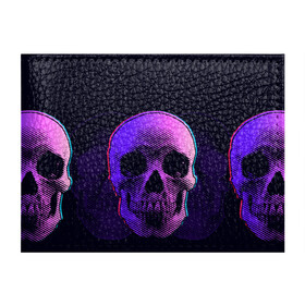 Обложка для студенческого билета с принтом Токсичный череп в Екатеринбурге, натуральная кожа | Размер: 11*8 см; Печать на всей внешней стороне | 3d | 3д | голограмма | иллюзия | кости | розовый | синий | скелет | ультра | фиолетовый | череп | черный