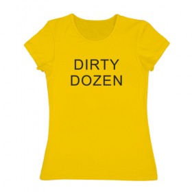 Женская футболка хлопок с принтом DIRTY DOZEN (The Prodigy) в Екатеринбурге, 100% хлопок | прямой крой, круглый вырез горловины, длина до линии бедер, слегка спущенное плечо | dirty dozen | keith flint | the prodigy | кинт флинт | клубная музыка | продиджи