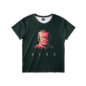 Детская футболка 3D с принтом Stan Lee The hero в Екатеринбурге, 100% гипоаллергенный полиэфир | прямой крой, круглый вырез горловины, длина до линии бедер, чуть спущенное плечо, ткань немного тянется | Тематика изображения на принте: lee | stan | stan lee | стен | стен ли