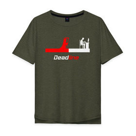 Мужская футболка хлопок Oversize с принтом Deadline в Екатеринбурге, 100% хлопок | свободный крой, круглый ворот, “спинка” длиннее передней части | fead | line | дедлайн | коса | линия | программист | проект | работа | сдача | сроки