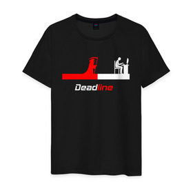 Мужская футболка хлопок с принтом Deadline в Екатеринбурге, 100% хлопок | прямой крой, круглый вырез горловины, длина до линии бедер, слегка спущенное плечо. | fead | line | дедлайн | коса | линия | программист | проект | работа | сдача | сроки