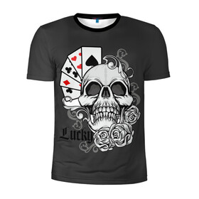 Мужская футболка 3D спортивная с принтом Lucky в Екатеринбурге, 100% полиэстер с улучшенными характеристиками | приталенный силуэт, круглая горловина, широкие плечи, сужается к линии бедра | lucky | буны | веер | винтаж | графика | дизайн | игра | игральные | иллюстрация | казино | картинка | карты | крести | масть | мода | надпись | орнамент | пики | покер | рисунок | сердце | символ | стиль