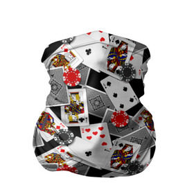 Бандана-труба 3D с принтом Игральные карты в Екатеринбурге, 100% полиэстер, ткань с особыми свойствами — Activecool | плотность 150‒180 г/м2; хорошо тянется, но сохраняет форму | буны | вольты | графика | дамы | десятки | игра | игральные | иллюстрация | казино | картинка | карты | коллаж | короли | красные | крести | масть | мода | орнамент | пики | покер | разбросаны | рисунок