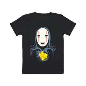 Детская футболка хлопок с принтом Унесённые призраками в Екатеринбурге, 100% хлопок | круглый вырез горловины, полуприлегающий силуэт, длина до линии бедер | anime | no face | spirited away | аниме | безликий | безликий бог каонаси | каонаси | миядзаки | мультфильм | сэн | тихиро | унесённые призраками