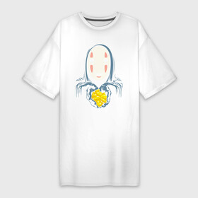 Платье-футболка хлопок с принтом Унесённые призраками в Екатеринбурге,  |  | anime | no face | spirited away | аниме | безликий | безликий бог каонаси | каонаси | миядзаки | мультфильм | сэн | тихиро | унесённые призраками