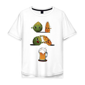 Мужская футболка хлопок Oversize с принтом Хмель и Солод в Екатеринбурге, 100% хлопок | свободный крой, круглый ворот, “спинка” длиннее передней части | Тематика изображения на принте: солод | хмель
