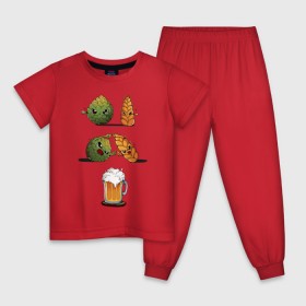 Детская пижама хлопок с принтом Хмель и Солод в Екатеринбурге, 100% хлопок |  брюки и футболка прямого кроя, без карманов, на брюках мягкая резинка на поясе и по низу штанин
 | Тематика изображения на принте: солод | хмель
