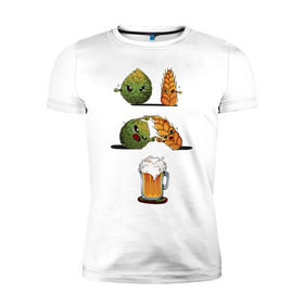 Мужская футболка премиум с принтом Хмель и Солод в Екатеринбурге, 92% хлопок, 8% лайкра | приталенный силуэт, круглый вырез ворота, длина до линии бедра, короткий рукав | солод | хмель