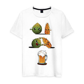 Мужская футболка хлопок с принтом Хмель и Солод в Екатеринбурге, 100% хлопок | прямой крой, круглый вырез горловины, длина до линии бедер, слегка спущенное плечо. | солод | хмель