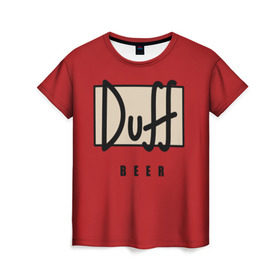 Женская футболка 3D с принтом Duff в Екатеринбурге, 100% полиэфир ( синтетическое хлопкоподобное полотно) | прямой крой, круглый вырез горловины, длина до линии бедер | beer | duff | duff beer | simpsons | симпсоны