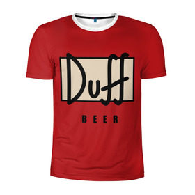 Мужская футболка 3D спортивная с принтом Duff в Екатеринбурге, 100% полиэстер с улучшенными характеристиками | приталенный силуэт, круглая горловина, широкие плечи, сужается к линии бедра | Тематика изображения на принте: beer | duff | duff beer | simpsons | симпсоны
