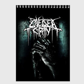 Скетчбук с принтом Chelsea Grin в Екатеринбурге, 100% бумага
 | 48 листов, плотность листов — 100 г/м2, плотность картонной обложки — 250 г/м2. Листы скреплены сверху удобной пружинной спиралью | Тематика изображения на принте: chelsea grin | metal | группы | дэткор | метал | музыка | рок