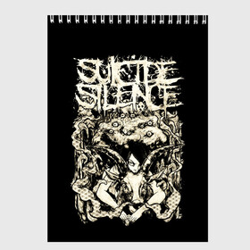 Скетчбук с принтом Suicide Silence в Екатеринбурге, 100% бумага
 | 48 листов, плотность листов — 100 г/м2, плотность картонной обложки — 250 г/м2. Листы скреплены сверху удобной пружинной спиралью | metal | suicide silence | грув метал | группы | дэткор | метал | музыка | ню метал | рок