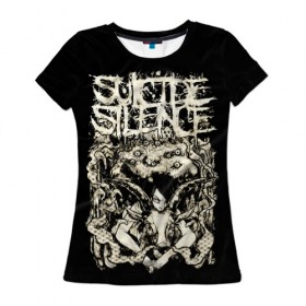Женская футболка 3D с принтом Suicide Silence в Екатеринбурге, 100% полиэфир ( синтетическое хлопкоподобное полотно) | прямой крой, круглый вырез горловины, длина до линии бедер | metal | suicide silence | грув метал | группы | дэткор | метал | музыка | ню метал | рок