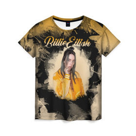 Женская футболка 3D с принтом Billie Eilish Акварель в Екатеринбурге, 100% полиэфир ( синтетическое хлопкоподобное полотно) | прямой крой, круглый вырез горловины, длина до линии бедер | billie eilish | billie eilish bury