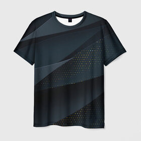 Мужская футболка 3D с принтом Алькантара в Екатеринбурге, 100% полиэфир | прямой крой, круглый вырез горловины, длина до линии бедер | abstract | abstraction | color | geometry | mirror | polygon | абстракция | геометрия | глубина | градиент | грани | карбон | линии | новинка | популярная | резина | синяя | сочетания | темная | трендовая | треугольники | тюнинг