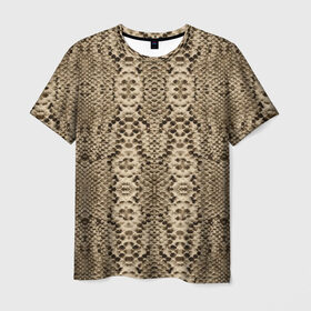 Мужская футболка 3D с принтом Кожа питона в Екатеринбурге, 100% полиэфир | прямой крой, круглый вырез горловины, длина до линии бедер | змей | змея | кобра | кожа | питон | удав | хладнокровное | чешуя