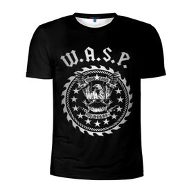 Мужская футболка 3D спортивная с принтом W.A.S.P. в Екатеринбурге, 100% полиэстер с улучшенными характеристиками | приталенный силуэт, круглая горловина, широкие плечи, сужается к линии бедра | w.a.s.p. | wasp | глэм метал | группы | метал | музыка | рок | хард рок | хэви метал | шок рок