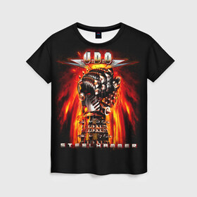 Женская футболка 3D с принтом U.D.O. в Екатеринбурге, 100% полиэфир ( синтетическое хлопкоподобное полотно) | прямой крой, круглый вырез горловины, длина до линии бедер | heavy metal | metal | u.d.o. | udo | группы | метал | музыка | пауэр метал | рок | удо диркшнайдер | хэви метал