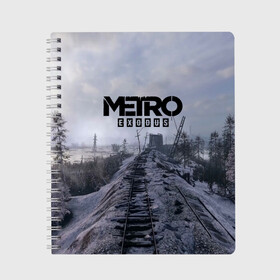 Тетрадь с принтом Metro Exodus в Екатеринбурге, 100% бумага | 48 листов, плотность листов — 60 г/м2, плотность картонной обложки — 250 г/м2. Листы скреплены сбоку удобной пружинной спиралью. Уголки страниц и обложки скругленные. Цвет линий — светло-серый
 | 2035 | exodus | metro | metro exodus | metro: exodus | stalker | stalker 2 | survival horror | арт | артём | исход | метро | метро исход | метро:исход | припять | сталкер