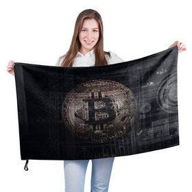 Флаг 3D с принтом Биткойн в Екатеринбурге, 100% полиэстер | плотность ткани — 95 г/м2, размер — 67 х 109 см. Принт наносится с одной стороны | big | арт | крупные арты | крупные принты | сумаcшедшие арты