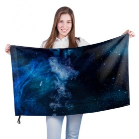 Флаг 3D с принтом Синий космос в Екатеринбурге, 100% полиэстер | плотность ткани — 95 г/м2, размер — 67 х 109 см. Принт наносится с одной стороны | big | арт | крупные арты | крупные принты | сумаcшедшие арты