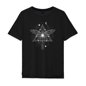 Мужская футболка хлопок Oversize с принтом Астрал в Екатеринбурге, 100% хлопок | свободный крой, круглый ворот, “спинка” длиннее передней части | абстракция | ангел | астрал | геометрия | космос | луна | планета | фея