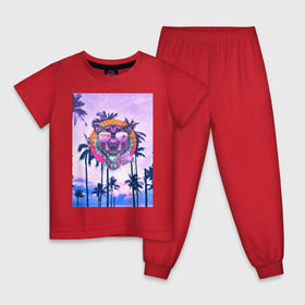 Детская пижама хлопок с принтом Майами Тигр в Екатеринбурге, 100% хлопок |  брюки и футболка прямого кроя, без карманов, на брюках мягкая резинка на поясе и по низу штанин
 | big | арт | крупные арты | крупные принты | сумаcшедшие арты